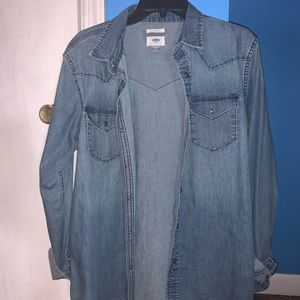 old navy denim jean button up shirt